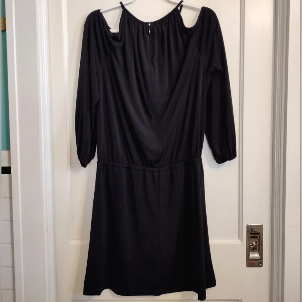 Michael Kors Black Cold Shoulder Long Sleeve Dress Women's Size L EUC